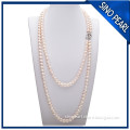 AA 8-9 MM 140cm/55''' China supplier real freshwater gold long chain pearl necklace